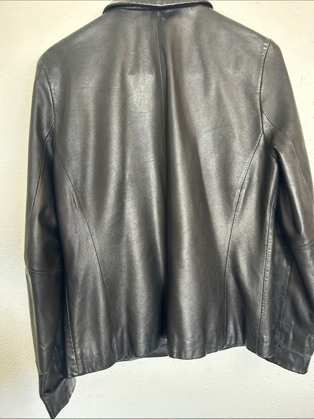 Y2K Brooks Brothers Black Leather Button-Up Jacket - Picture 8 of 9